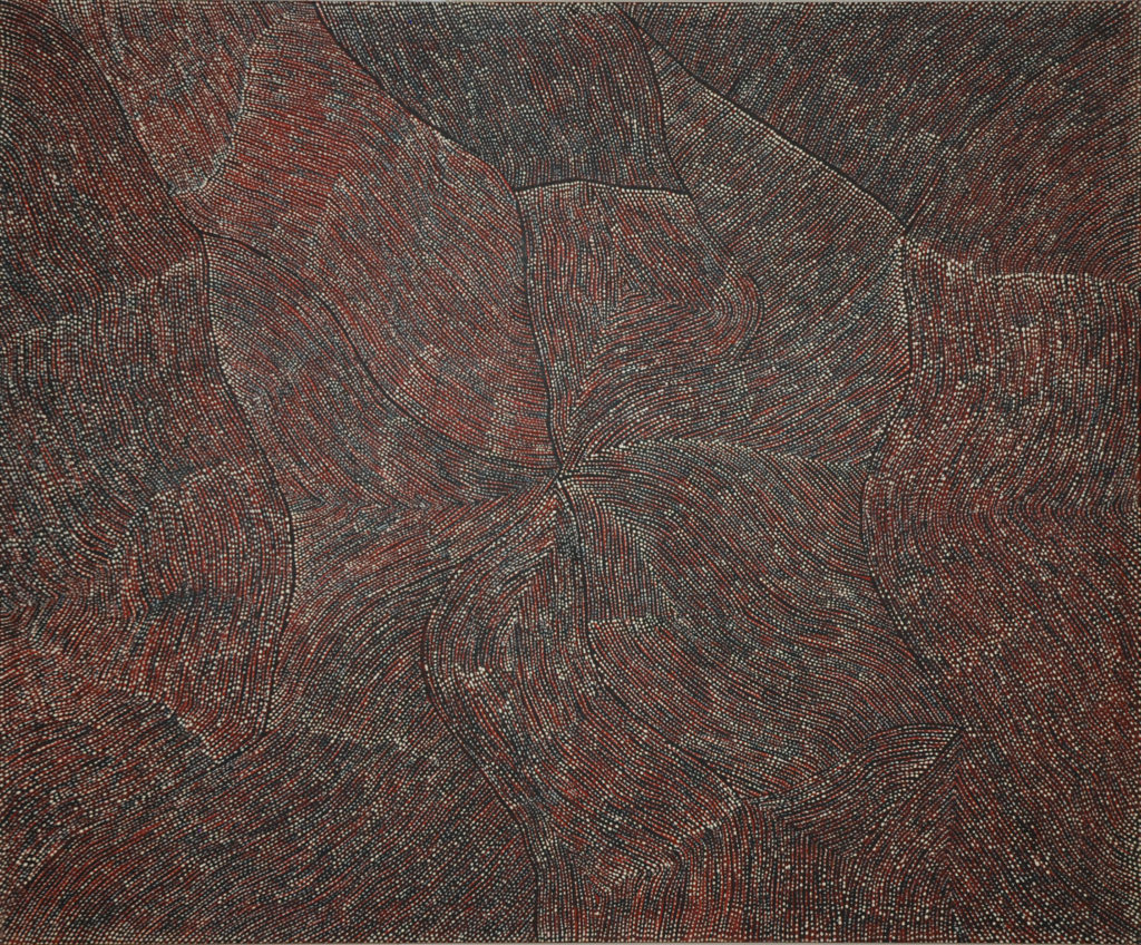 Richard Yukenbarri TJAKAMARRA ( c.1960- ), Untitled, Acrylic on canvas, 183x153cm, 2007, Price on request.
